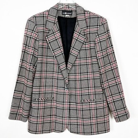 Vintage Sag Harbor Glen Plaid Blazer Houndstooth Wool Blend Women's Size 14 - Picture 1 of 15